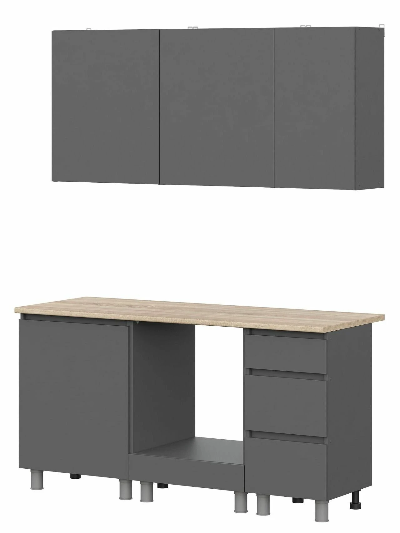 ARNIKA Кухонный гарнитур без столешницы "Довер", 160см, графит